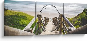 Tablou - Intare pe plaja (cu ceas) (90x30 cm)