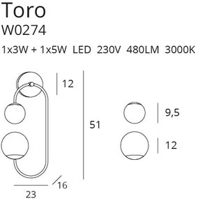 Aplica perete Toro Auriu -W0274