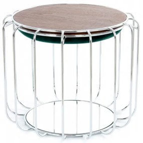 Taburet tapitat/masuta de cafea rotund/a Comfortable 50x50x45 cm verde