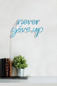 Decoratiune luminoasa LED de perete Never Give Up Albastru 39.5x23x2 cm