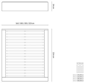 Pat matrimonial verde tapițat cu spațiu de depozitare/fără tăblie cu somieră 180x200 cm Simon – Micadoni