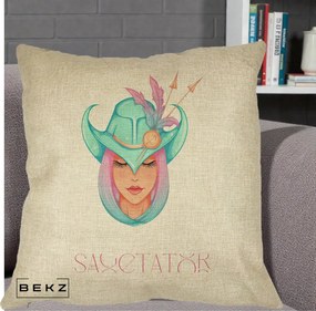 Perna Personalizata Zodiac Sagetator Cowgirl, 40x40 cm, Crem, Husa Detasabila, Perna Inclusa, BEKZ®