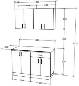 Set haaus V2, Lemn Natural/Alb, Blat Thermo 28 mm, L 120 cm