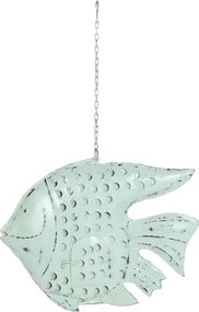 Decorațiune de perete tip pește, stil marin, culoare albastru deschis, din metal, „Ocean Fish”