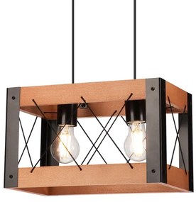 Lustră pe cablu FRIDA 2xE27/60W/230V negru/maro fag