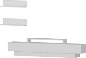 Comoda TV cu 2 rafturi, Zena Home, Lucca, pal melaminat, alb