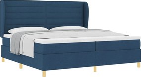 vidaXL Pat cu saltea cu arcuri Gri închis 90x190 cm albastru țesătură