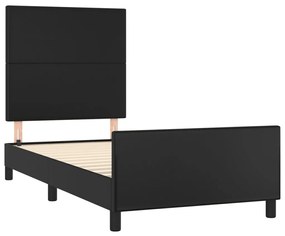 Cadru de pat cu tablie, negru, 80x200 cm, piele ecologica Negru, 80 x 200 cm, Design simplu