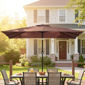 Outsunny Umbrelă 300 x 200 cm înclinabilă pentru balcon cu manivelă, husă de protecție, maro | Aosom Romania