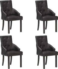 vidaXL Scaune de bucătărie, 4 buc., negru, piele naturală de capră