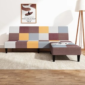 3080659 vidaXL Canapea pat cu 2 locuri, cu taburet, multicolor, textil