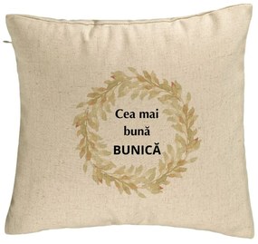 Perna Decorativa pentru Bunica 4, 40x40 cm, Bej, Husa Detasabila, Burduf