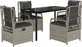 vidaXL Set mobilier de grădină cu perne, 5 piese gri deschis poliratan