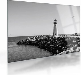 Tablou pe sticlă - Far de pe coastă, Santa Cruz, California (70x50 cm)