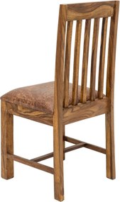 Set 2 scaune elegante din lemn cu sezut tapitat, Makassar Sheesham A-39751 VC