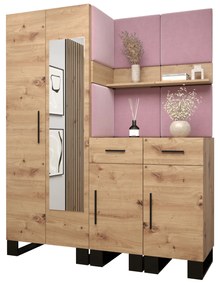 Set mobilier pentru hol Amanda 15 (Stejar artisan + roz). 1085984