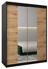 Dulap de haine 150 cm Toki 1 (negru mat + stejar artisan). 1064907