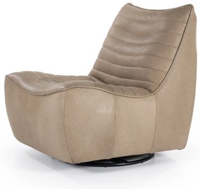 Fotoliu Matthew din piele, metal și lemn taupe