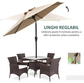 Outsunny Umbrelă de Grădină Înclinabilă, pentru Terasă cu Deschidere cu Manivelă, Kaki, 2.3x2 m | Aosom Romania