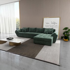 Colțar extensibil dumonde cu ladă de depozitare si sezut confortabil din spuma high-density, Loana XL Euphoria Verde II 335x185 cm