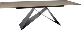 Masa extensibila WESTIN, maro deschis/negru, sticla/ceramica/metal, 16