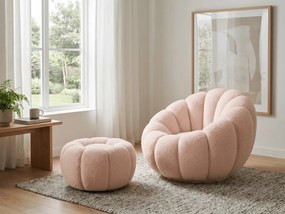 Fotoliu de design rotativ BLOOM cu taburet, roz deschis