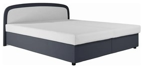 Pat tapițat MALIA 160x200, gri, cu saltea cu arcuri și spațiu de depozitare