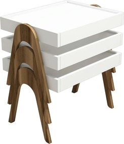 Set 3 masute ROMA, alb/nuc, PAL melaminat, 54x40x64 cm