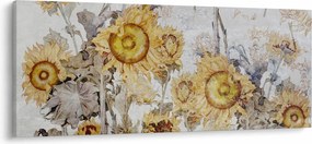 Tablou - Floarea-soarelui pe perete (120x50 cm)