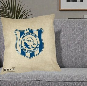 Perna Personalizata FC Unirea Constanta Fotbal, 40x40 cm, Crem, Husa Detasabila, Perna Inclusa, BEKZ®