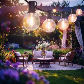 Brilagi - Ghirlandă LED decorativă pentru exterior GIRLANDA, 10xE12, 8m, negru, IP44, alb cald