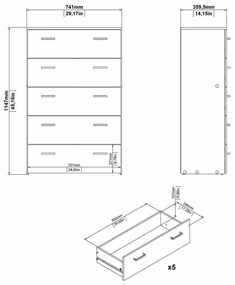 Comodă albă înaltă 74x115 cm Space – Tvilum