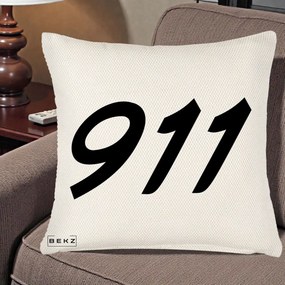 Perna Personalizata 911 Bold, 40x40 cm, Crem Reliefat, Husa Detasabila, Perna Inclusa, BEKZ®