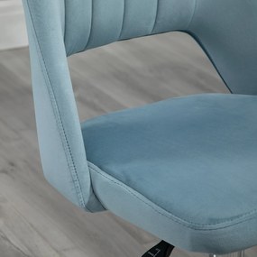 Vinsetto Scaun de birou, Înălțime ajustabilă Scaun de birou fără brațe, Drehbar Bürostuhl cu aspect de catifea, Scaun de schmink ergonomic pentru dormitor, birou acasă, Albastru | Aosom Romania