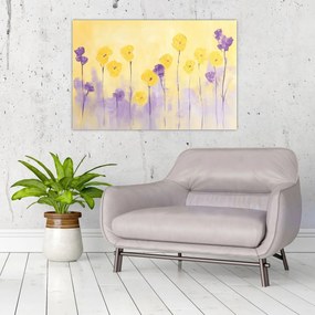 Tablou - Flori mov și galbene (90x60 cm)