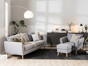 Set mobilier tapițat Scandinavian Choice P110Gri, Tapiterie, Picioare: Lemn, Lemn: Stejar
