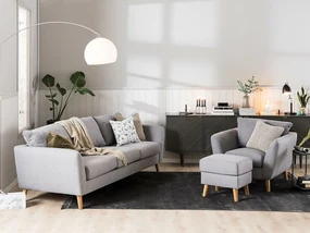 Set mobilier tapițat Scandinavian Choice P110Gri, Tapiterie, Picioare: Lemn, Lemn: Stejar