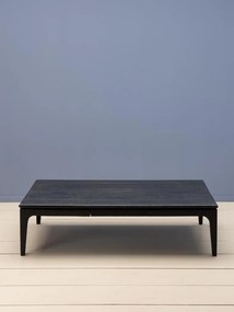 Măsuță de cafea din lemn de mango, negru, finisaj satinat, 142×76×38 cm, „Upsilon"