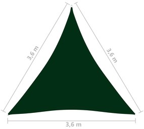 Parasolar, verde, 3,6x3,6x3,6 m, tesatura oxford, triunghiular Morkegronn, 3.6 x 3.6 x 3.6 m