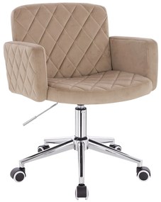 HR802K Scaun Latte din Catifea cu Bază Cromata
