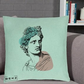 Perna Decorativa Bust Grec Vaporwave, 40x40 cm, Verde Menta, Husa Detasabila, Perna Inclusa, BEKZ®
