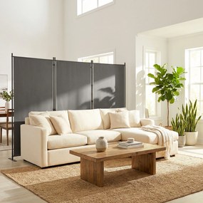 Outsunny Paravan pliabil cu 3 panouri 260x180 cm Paravan separator de încăperi cu suport metalic UPF 30+ Gri închis | Aosom Romania