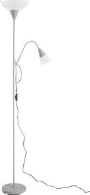 HOMCOM Lampada da terra a 2 Lampade regolabile forma madre-figlia moderna con base in acciaio per ufficio camera da letto soggiorno argento bianco Ф28 x 179.5Acm