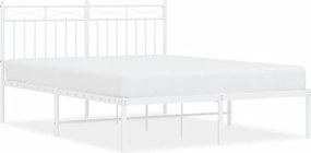 vidaXL Cadru de pat metalic cu tăblie, alb, 140x200 cm