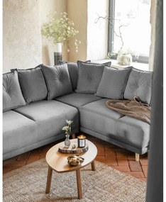 Colțar gri extensibil cu tapițerie din catifea reiată (colț dreapta) Lazy Lukka – Miuform