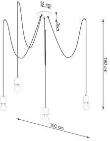 Lustră pe cablu Sollux SL.1161 NESO 5xE27/15W/230V beton