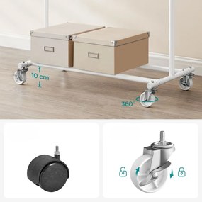 Suport pentru haine INEZ cu roți, max.90kg, 83,5x45x160cm, alb SongmicsHome