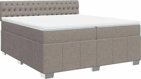 vidaXL Pat box spring cu saltea, gri taupe, 200x200 cm, textil