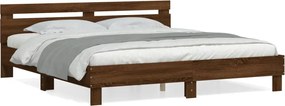 vidaXL Cadru de pat cu tăblie stejar maro 200x200 cm lemn prelucrat