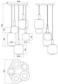 Lustră pe cablu BRINA 5xE27/23W/230V Redo 01-3214